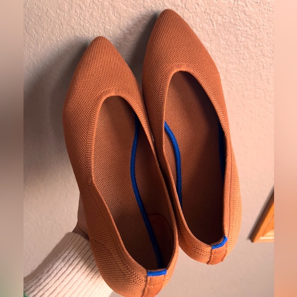 KBZone Women's Knit Pointed Toe slip-on Ballet Flats, light brown, size 8 - Picture 1 of 6